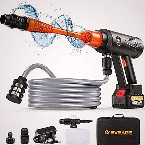 BLACK/ORANGE - EVEAGE Q7 CORDLESS POWER WASHER MAX 1000PSI 2.5GPM ADJUSTMENT