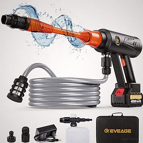 BLACK/ORANGE - EVEAGE Q7 CORDLESS POWER WASHER MAX 1000PSI 2.5GPM ADJUSTMENT