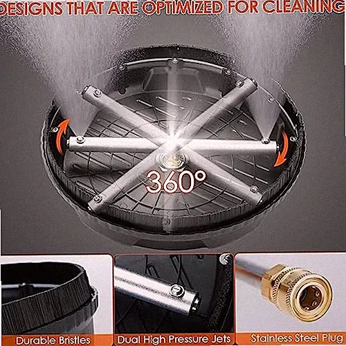BLACK - TEQHOME 15'' PRESSURE WASHER SURFACE CLEANER, 4000PSI POWER SURFACE