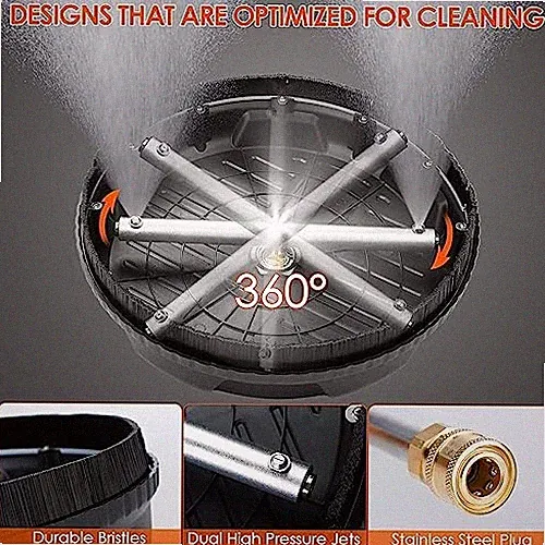 BLACK - TEQHOME 15'' PRESSURE WASHER SURFACE CLEANER, 4000PSI POWER SURFACE