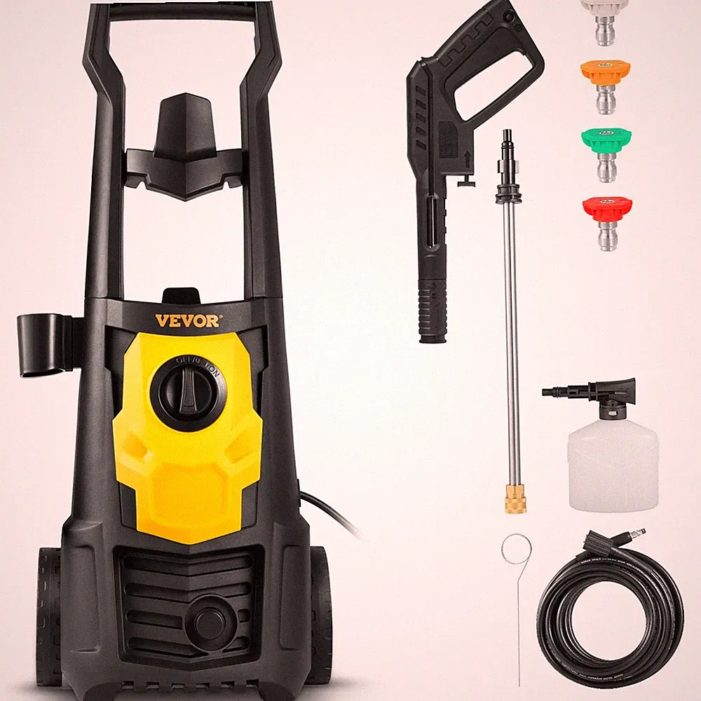 BLACK - VEVOR ELECTRIC PRESSURE WASHER, 2000 PSI 1.76 GPM, HOSE, FOAM CANNON