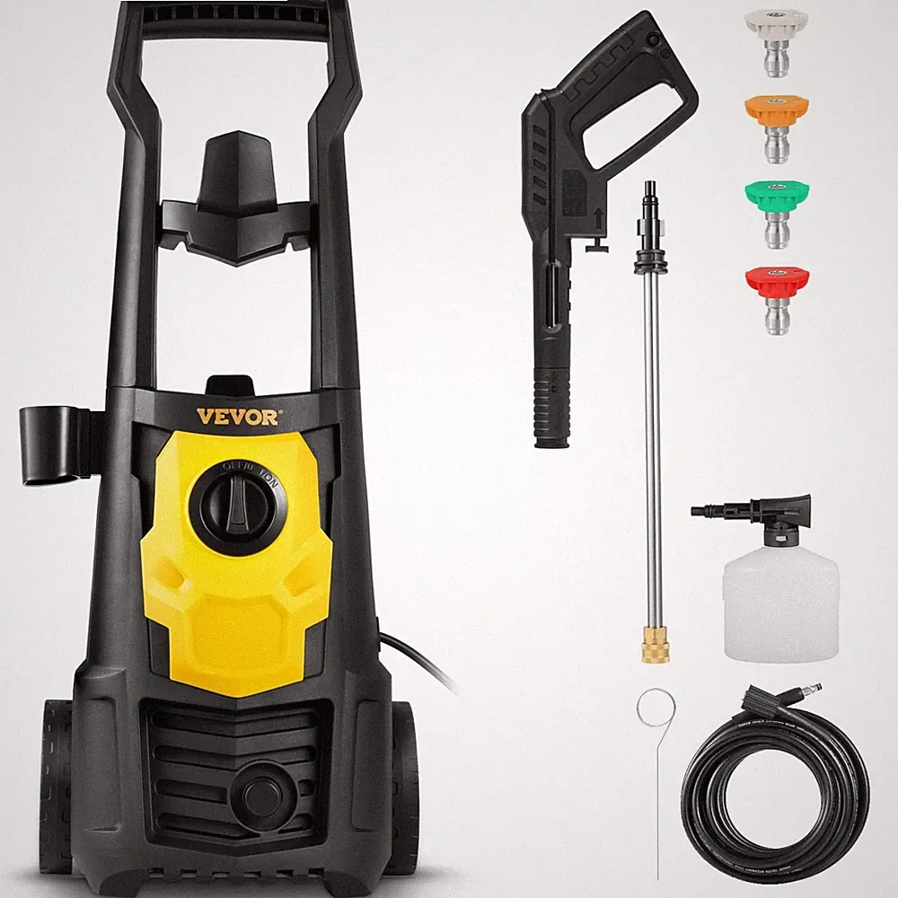 BLACK - VEVOR ELECTRIC PRESSURE WASHER, 2000 PSI 1.76 GPM, HOSE, FOAM CANNON
