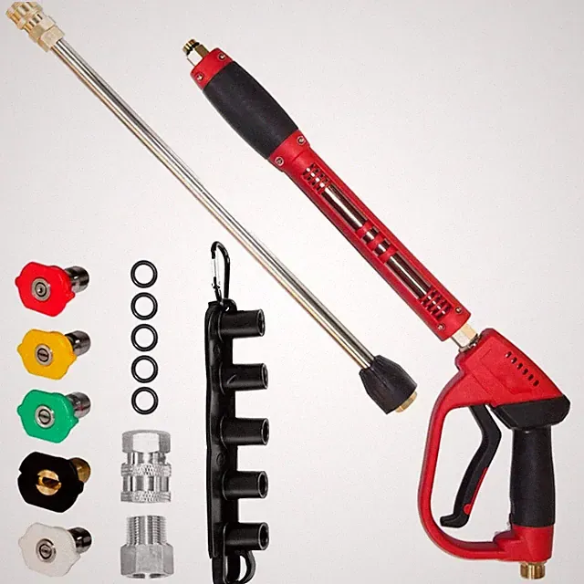 Blast Dirt Away Hourleey Red 5000 PSI Power Washer Gun + Wand & 5 Tips