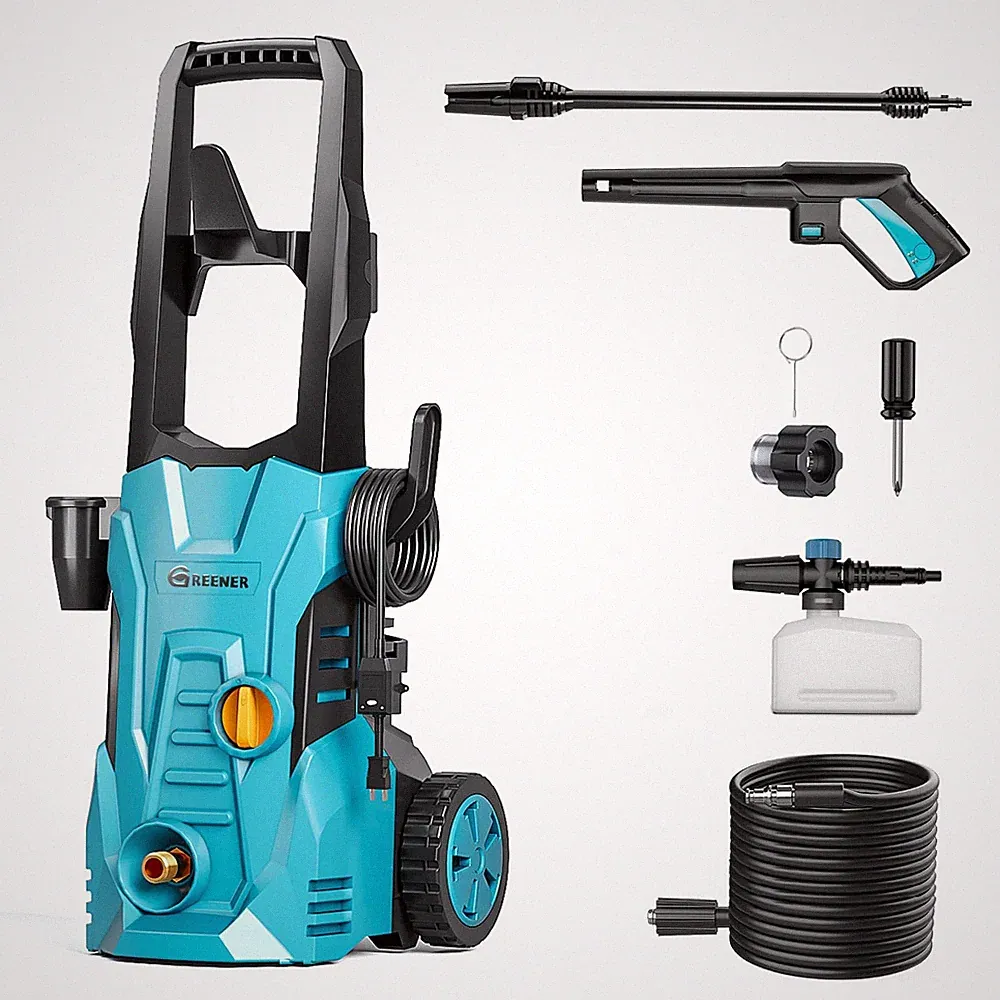 BLUE - GREENER ELECTRIC PRESSURE WASHER 3800 PSI, 50FT HOSE, SOAP CANNON