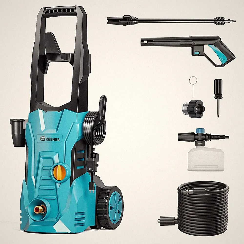 BLUE - GREENER ELECTRIC PRESSURE WASHER 3800 PSI, 50FT HOSE, SOAP CANNON
