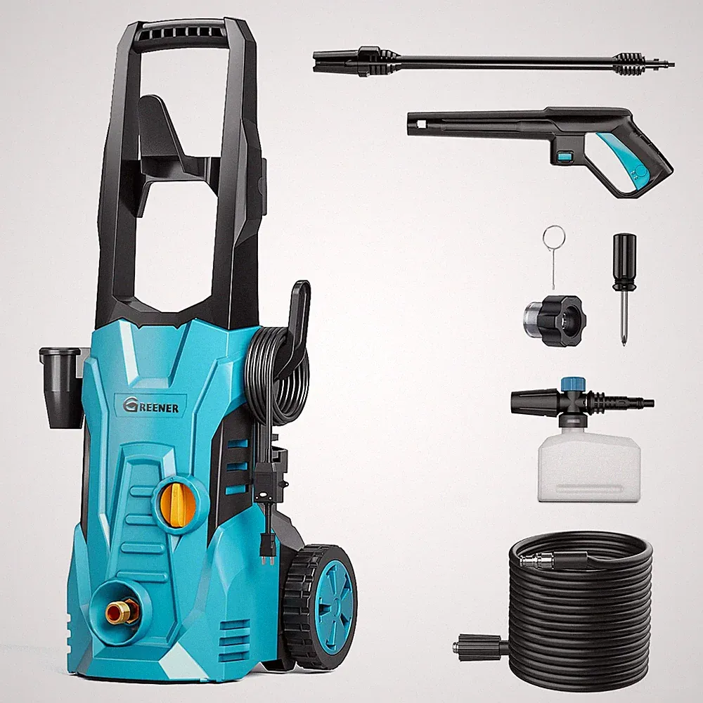 BLUE - GREENER ELECTRIC PRESSURE WASHER 3800 PSI, 50FT HOSE, SOAP CANNON