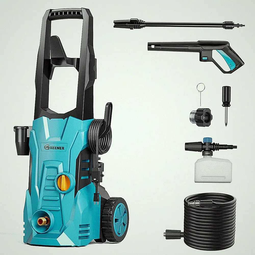 BLUE - GREENER ELECTRIC PRESSURE WASHER 3800 PSI, 50FT HOSE, SOAP CANNON