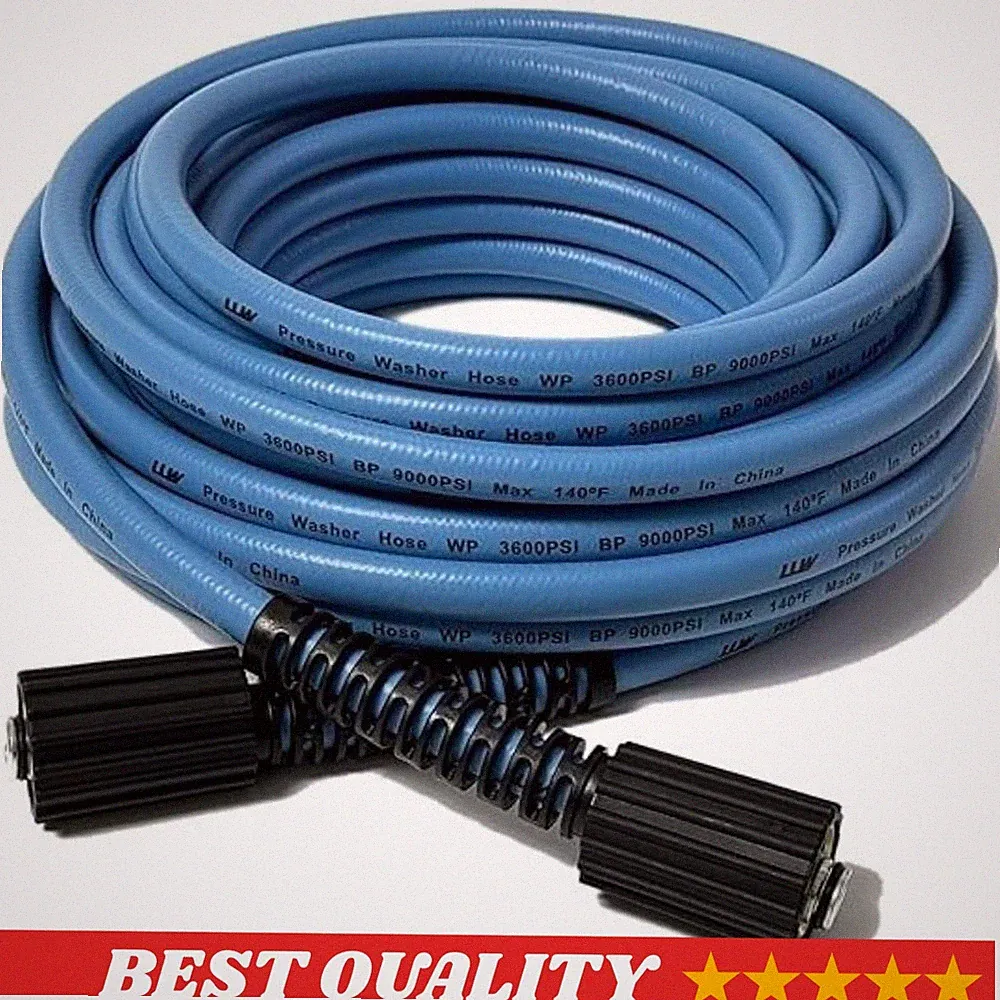 Blue Kink Resistant 50ft Pressure Washer Hose 1/4" 3600 PSI M22 14mm