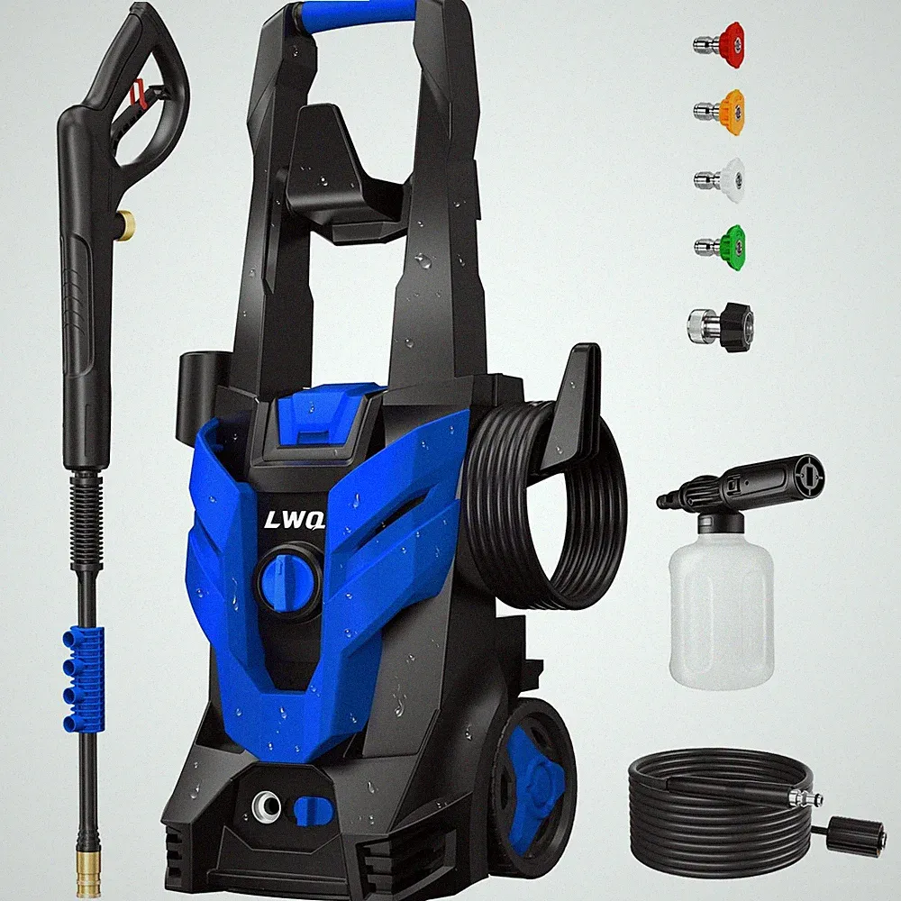BLUE - LWQ PRESSURE WASHER POWER WASHER 4 QUICK CONNECT NOZZLES 1 FOAM CANNON