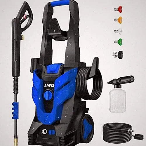 BLUE - LWQ PRESSURE WASHER, POWER WASHER WITH 4 QUICK CONNECT NOZZLES 1 FOAM
