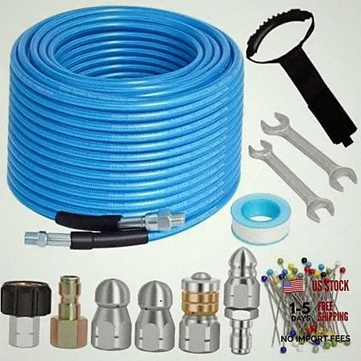 Blue Pressure Washer Pressure Washer Jetter Kit, 100FT, 100FT, 100FT, Blue