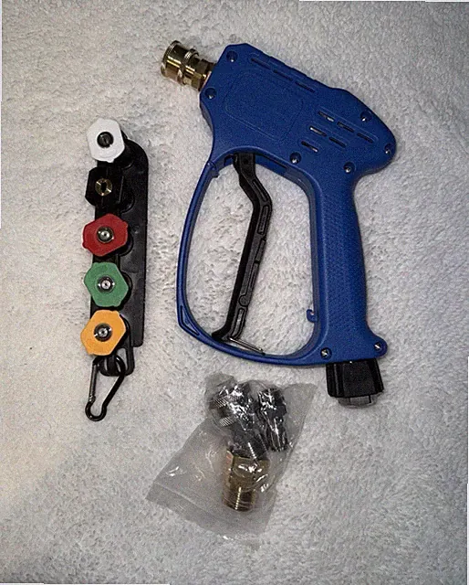 Blue Pressure Washer Spray Gun Trigger Handle w/ Quick Connect, 5 Nozzle Tips