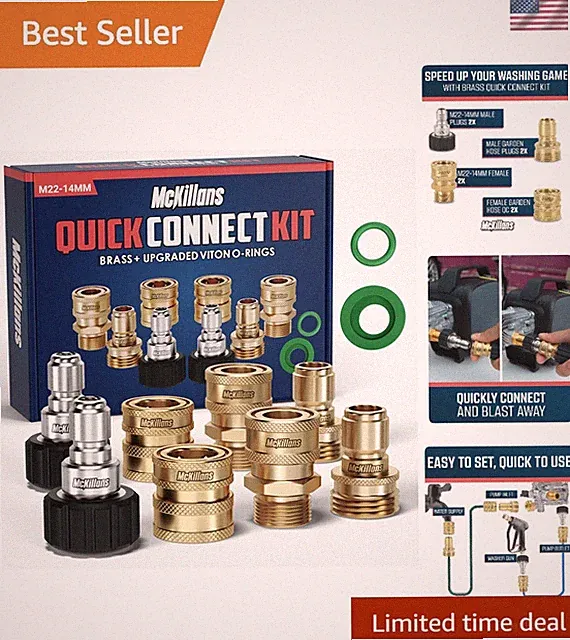 Brand New Pressure Washer Brass Quick Connect Kit - 14mm, 3/8" Male Female, M...