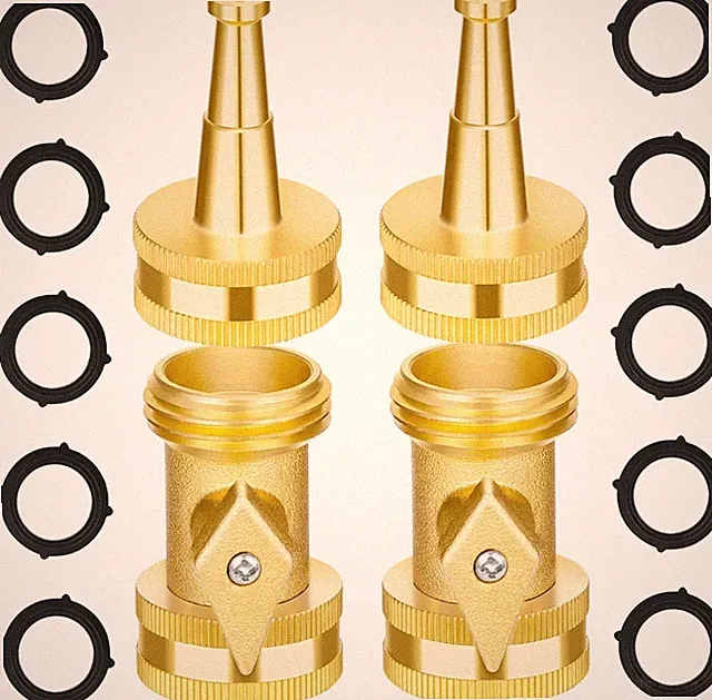 Brass Hose Nozzle - High Pressure Jet Nozzle, 4 Count, 3/4” GHT for Garden Hose