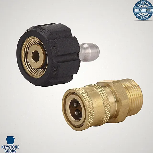 Brass Pressure Washer Adapter Set - M22 14mm to 1/4 Inch Quick Connect for Hi...