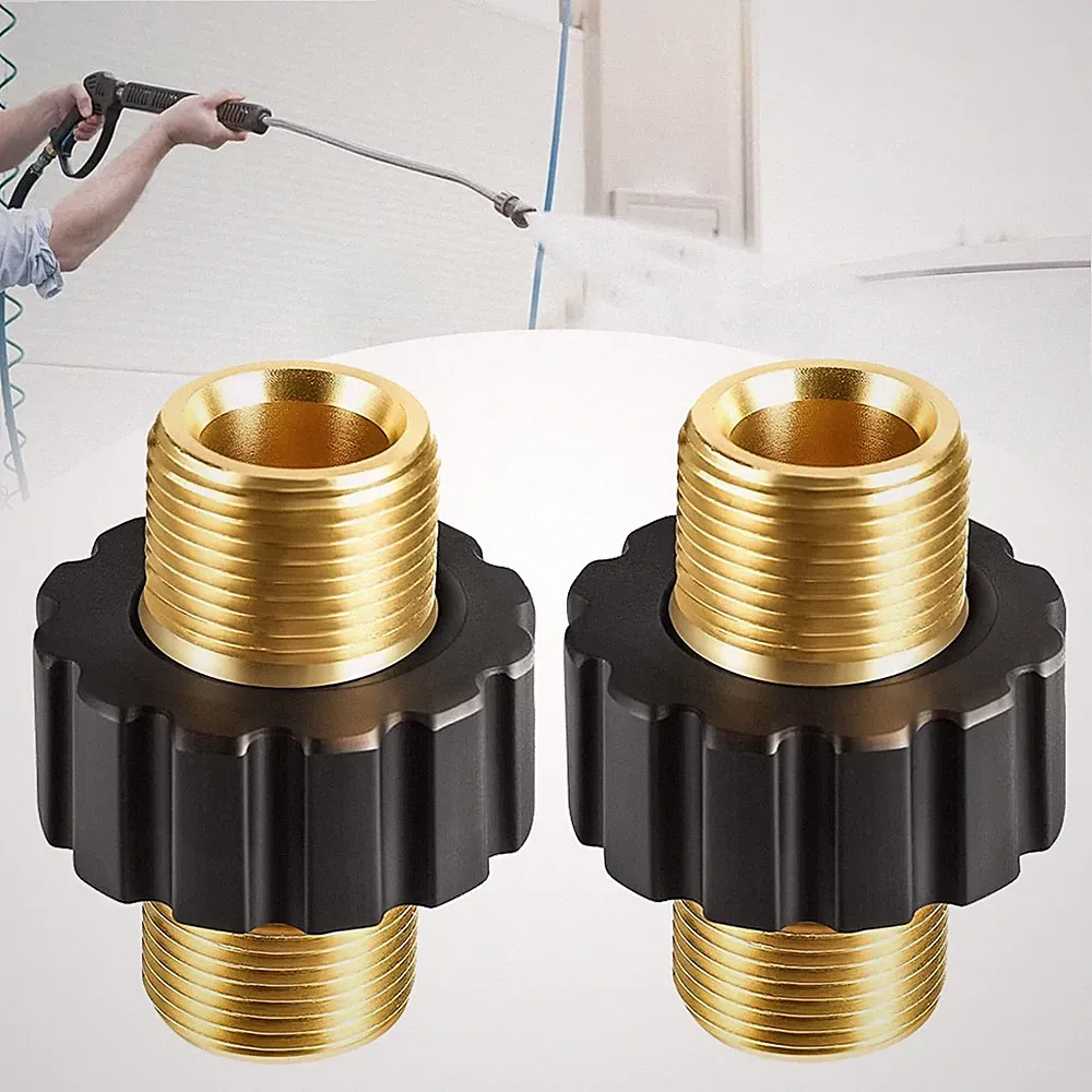 Brass Pressure Washer Connector Quick Connect Fitting M22-14mm Hose Adapter 2Pcs