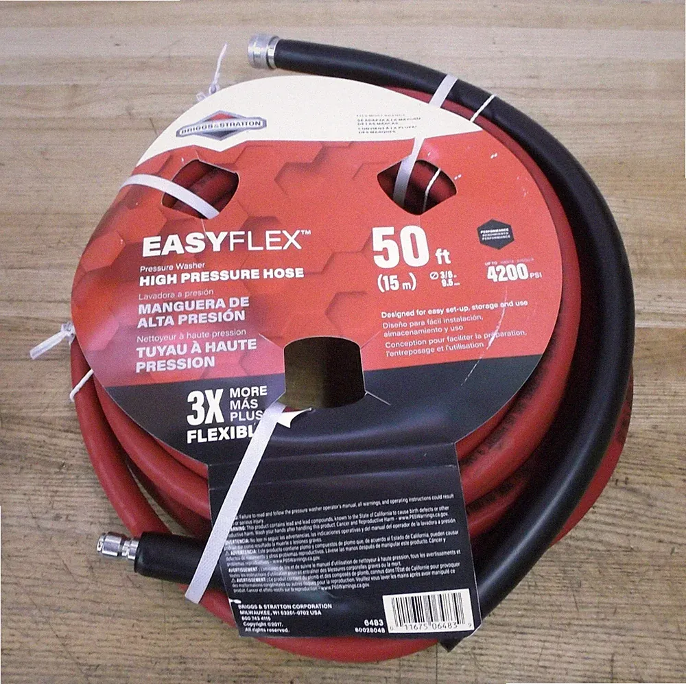 BRIGGS & STRATTON 4200 PSI EASY FLEX PRESSURE WASHER HOSE 50 FEET 6483