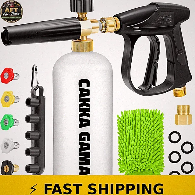 CAKKAGAMA Pressure Washer Gun with Foam Cannon Kit - Fluorescent Green