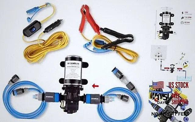 CAMPLUX 12V 1.6 GPM 65 PSI High Pressure Pump Kit for RV Caravan