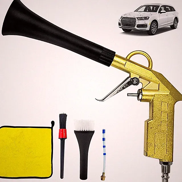 Car Cleaning Gun Kit, Interior Car Detailing Tools with Nozzle and Dusting Brush