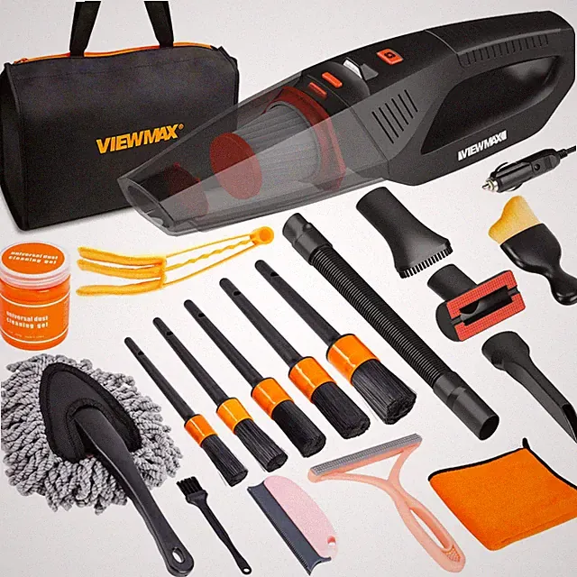 Car Cleaning Kit 19Pcs, Interior Detailing 19PCS with Corded Vacuum