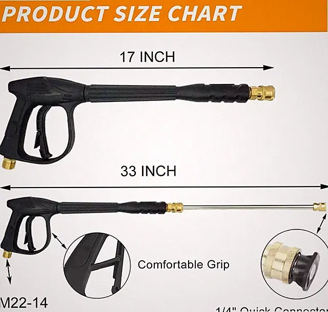 Car High Pressure Washer Gun 4000PSI Spray Lance Wand Nozzle Hose Assembly
