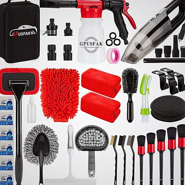 Car Wash Kit 42 Pcs Foam Gun Sprayer Vacuum Brushes Detailing Supplies