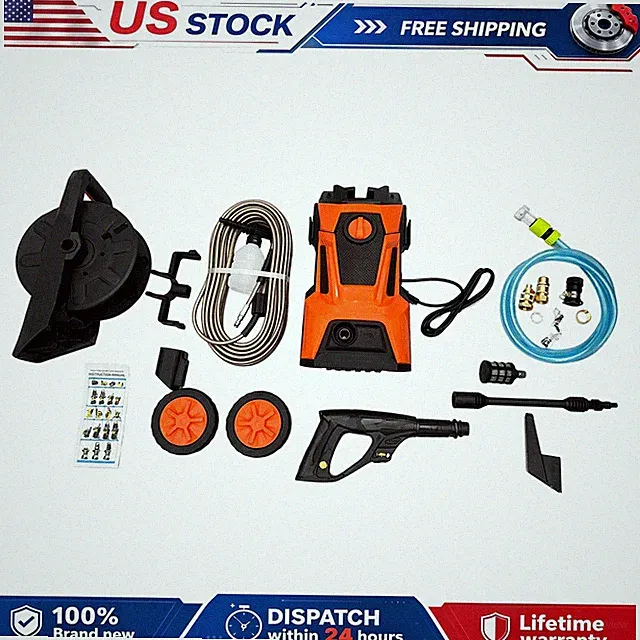 Car Washing Machine 5000 PSI 4.0 GPM Electric Foamer with Reel and 4 Tips Orange