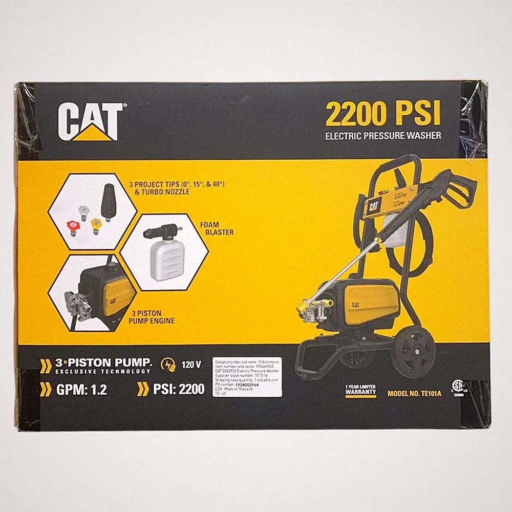 Cat 2200 PSI Electric Pressure Washer - 3 Tips & Turbo Nozzle, 1.2 GPM, 120 V