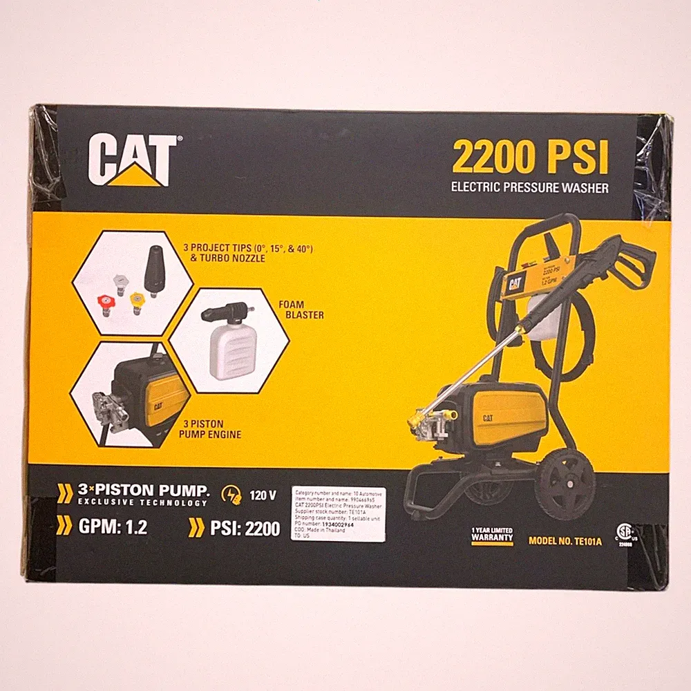 Cat 2200 PSI Electric Pressure Washer - 3 Tips & Turbo Nozzle, 1.2 GPM, 120 V