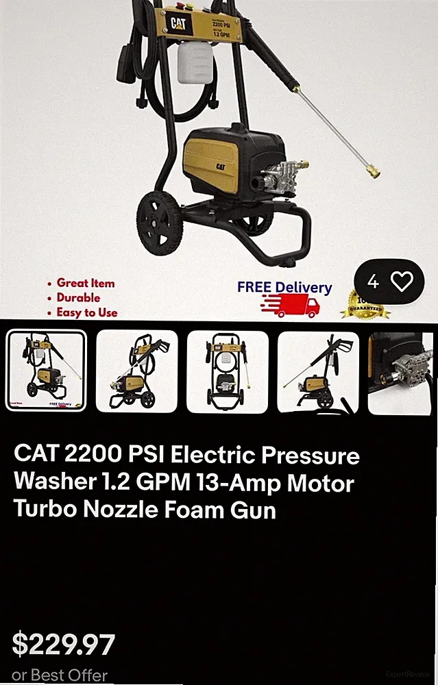 CAT CAT2200 2200 PSI 1.2 GPM Corded Electric Pressure Washer w/ Gun Wand