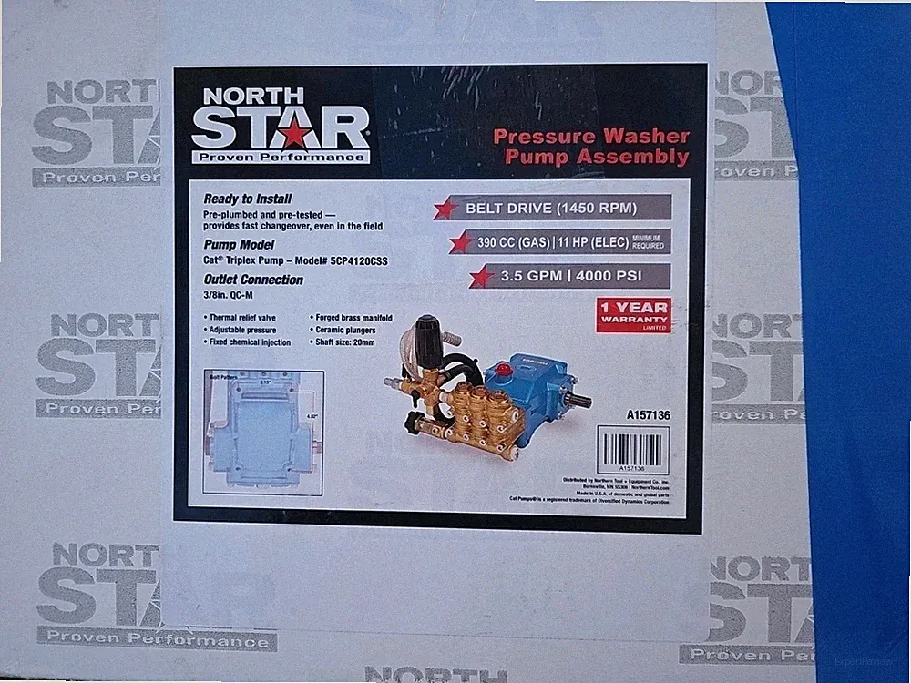 CAT Pressure Washer Pump Assembly, 4000 PSI, 3.5 GPM, Belt Drive, Gas/Electric