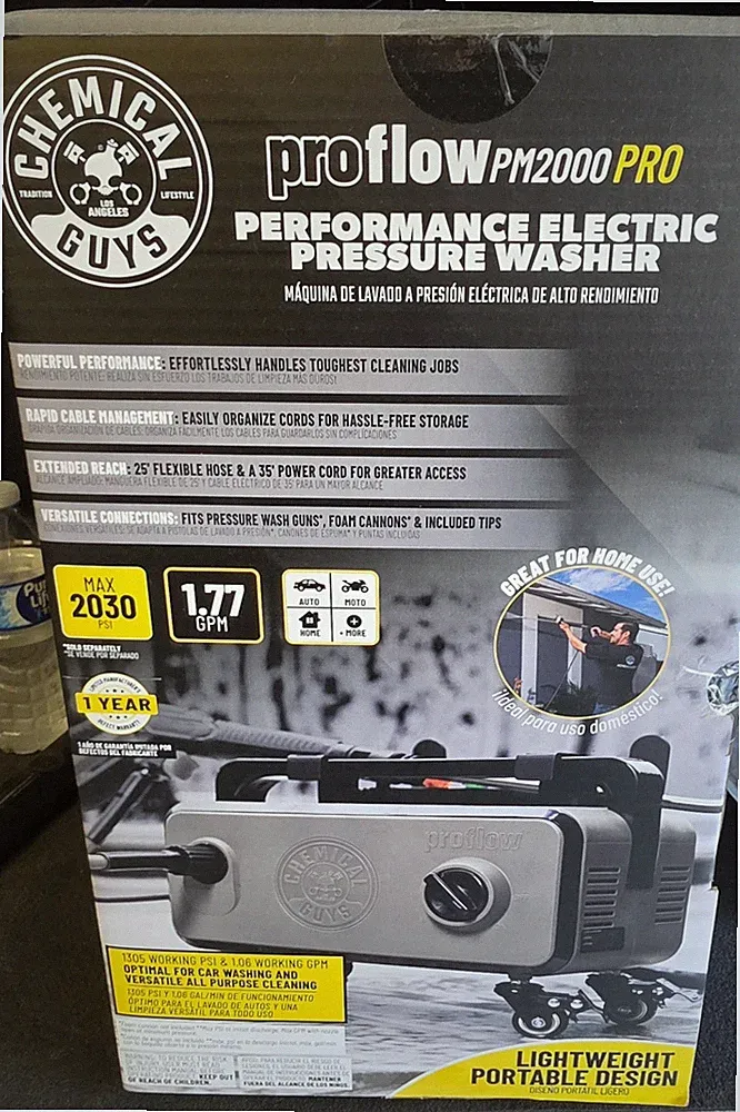 Chemical Guys ProFlow PM2000 2030 PSI 1.77 GPM Electric Pressure Washer Casters