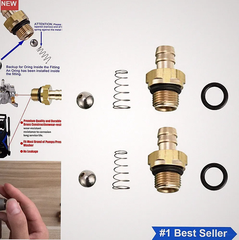 Chemical Injector Set Pressure Washer Soap Dispenser 1/8 Inch Brass Barb Check