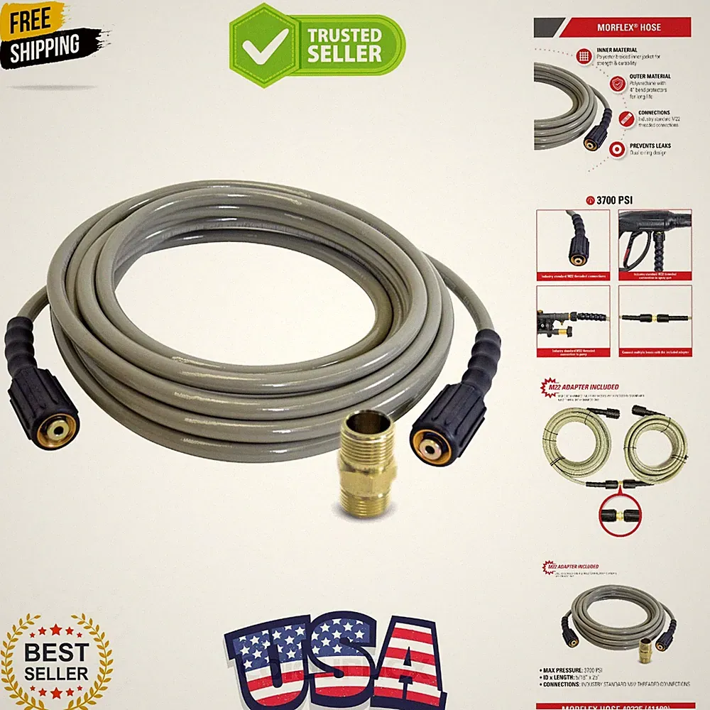 Cleaning 40225 Morflex Series 3700 PSI Pressure Washer Hose, Cold Water Use,...