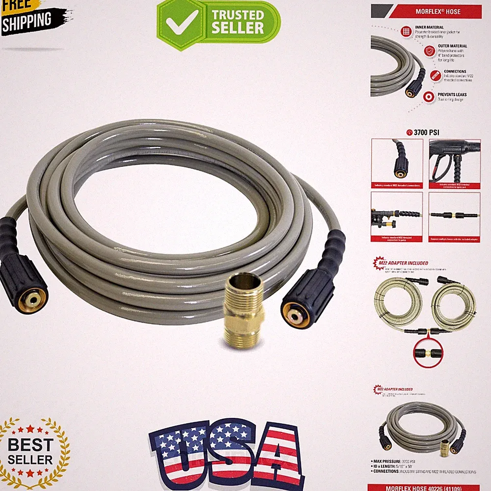 Cleaning 40226 Morflex Series 3700 PSI Pressure Washer Hose, Cold Water Use,...