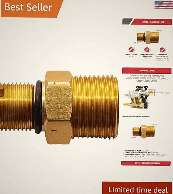 Cleaning 7106686 Outlet Connector for Gas Powered Pressure Washer Pumps, Gold