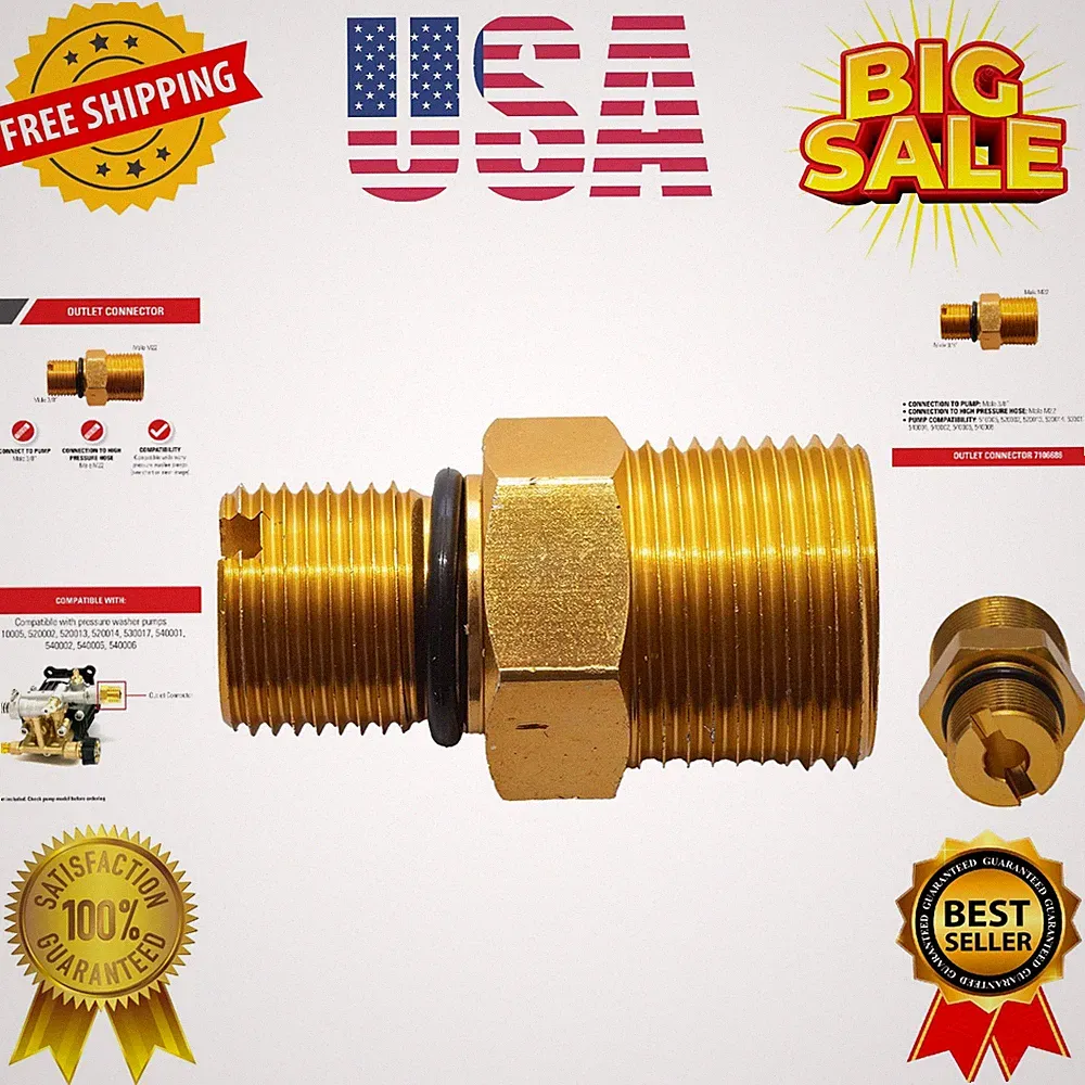 Cleaning Outlet Connector for Gas Powered Pressure Washer Pumps, Gold