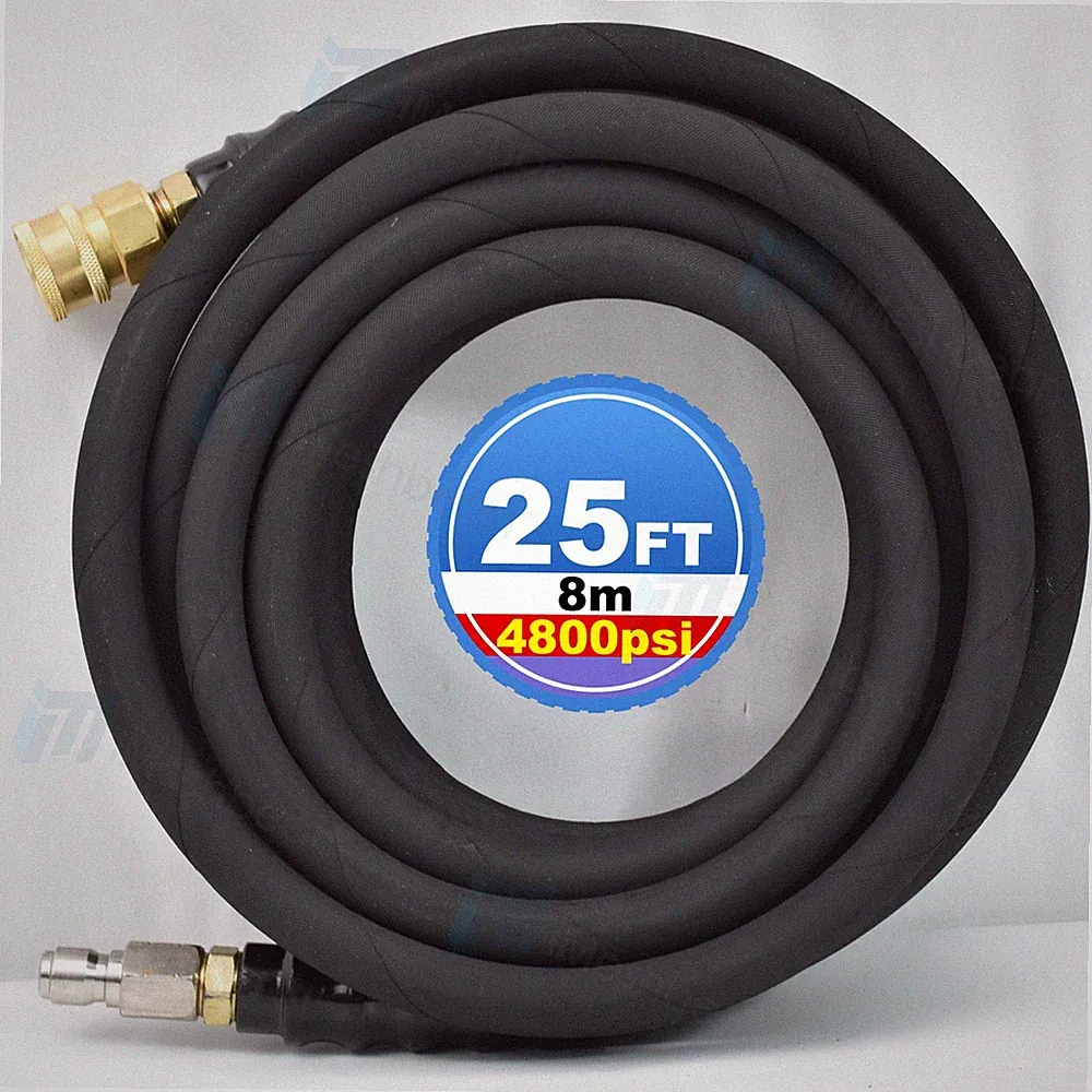 Cold & Hot Water Pressure Washer Hose 3/8" 25ft 4800psi Steel Wire Braided 275℉