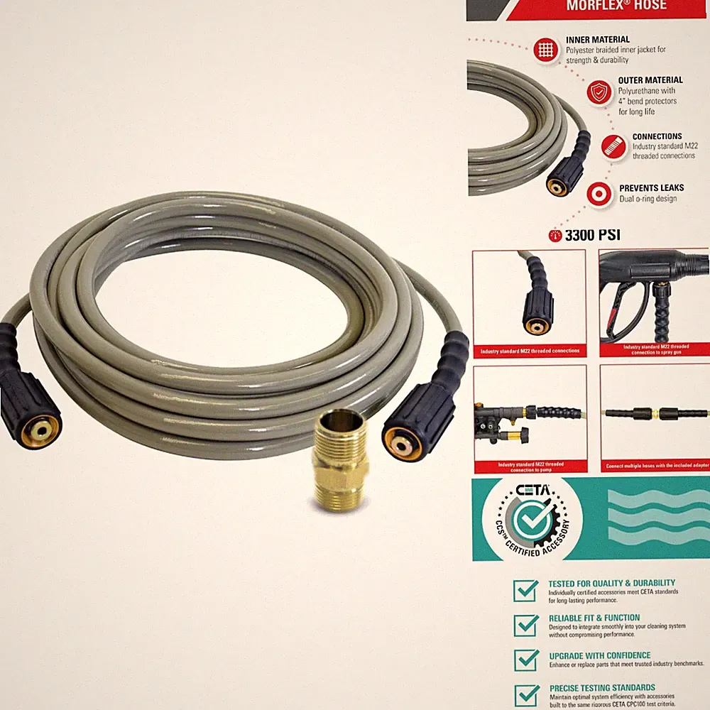 Cold Water 3300 PSI Pressure Washer Replacement Hose 25ft x 1/4" M22 Connector