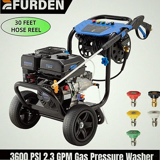 Cold Water Powered Gas Pressure Washer 3600 PSI 2.3 GPM with 30FT Hose&Hose Reel
