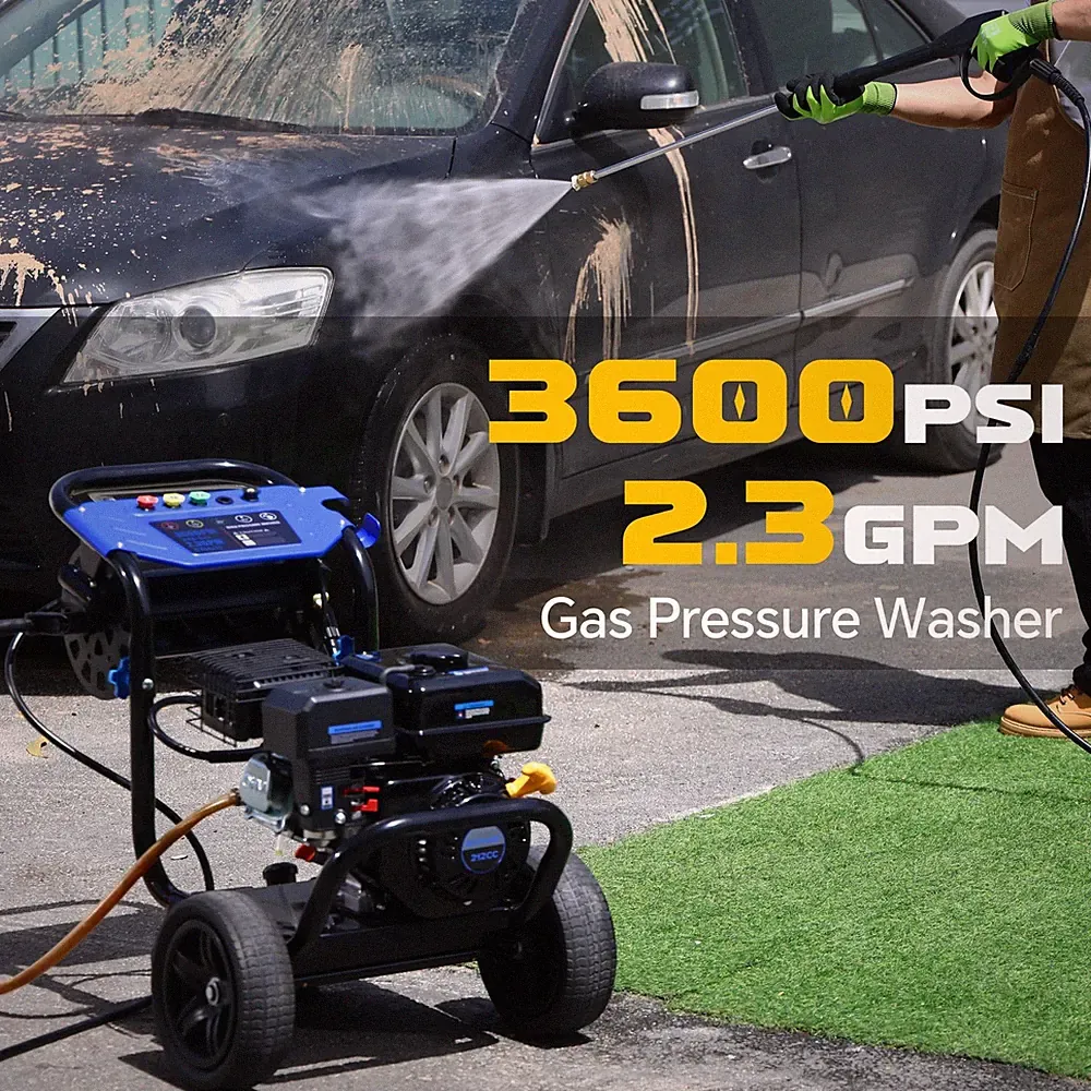 Cold Water Pressure Washer Gas Powered 5 Nozzles+Hose Reel 3600PSI 2.3GPM 212cc