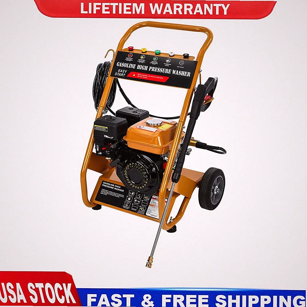 Cold Water Pressure Washer Gasoline 3.6L Tank 6.5 HP 3950 PSI 2.6 GPM Set