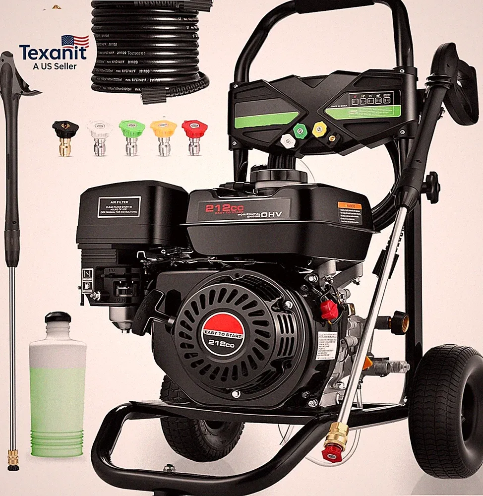 Commercial 4200PSI 4GPM 212CC Gas Pressure Washer, 7.0HP Heavy-Duty 4-Stroke 360
