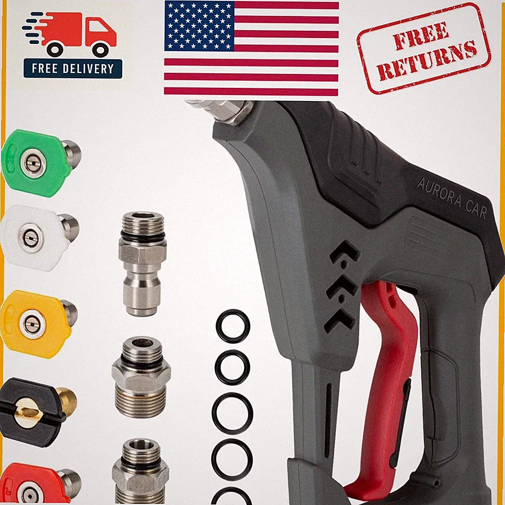 Commercial 5000 PSI Pressure Washer Short Gun with 5 Nozzle Tips & Quick Connect