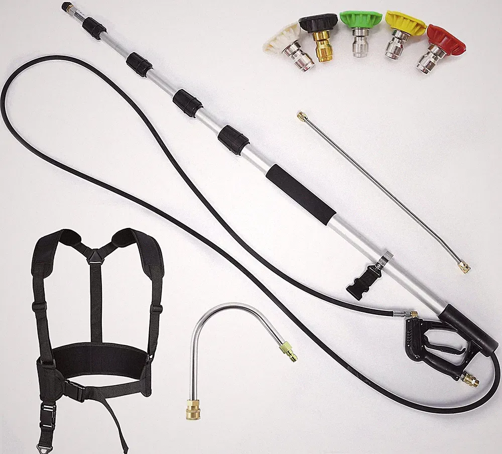 Commercial Grade 4000 PSI Pressure Washer Telescoping Wand with Gutter Cleaner