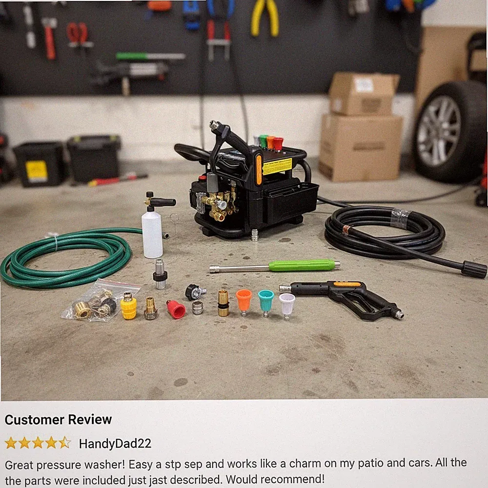 Commercial-Grade Electric Pressure Washer 100bar 2.3GPM - Ultra Quiet 65dB