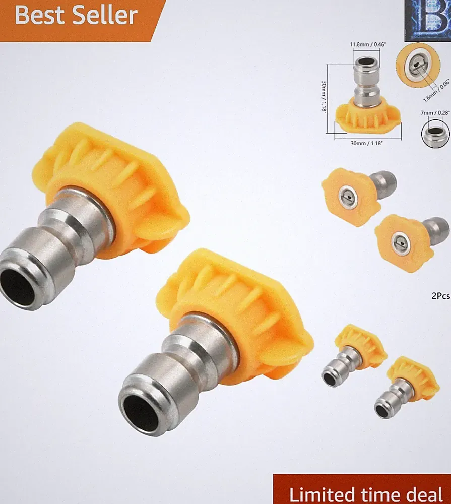 Compact 1/4" 15° Stainless Steel Spray Nozzle Set - Perfect for Pressure Washing