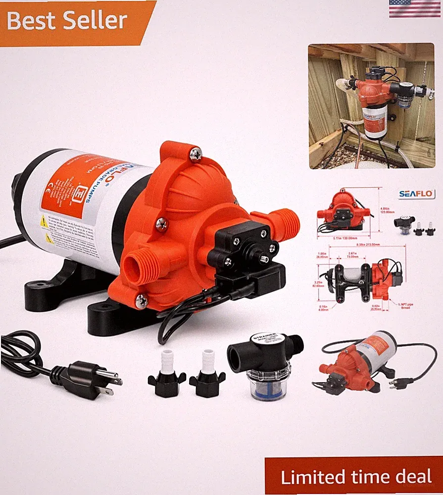 Compact 110V/115V Water Pressure Pump 45 PSI - Quiet & Reliable for Off-Grid Use