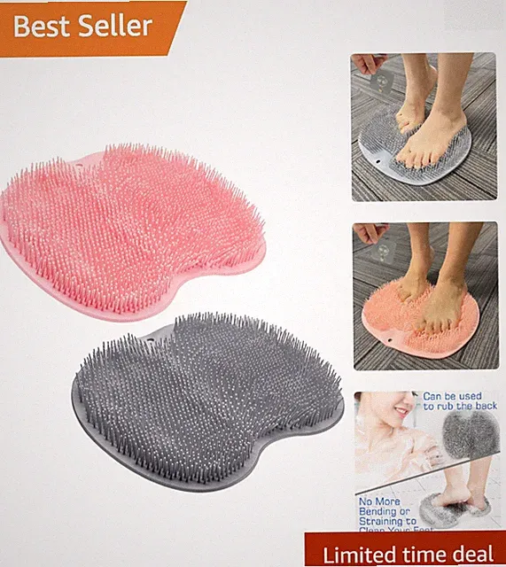 Compact 2-Pack Foot Scrubber Mats – Silicone Back Washers with Massage Benefits